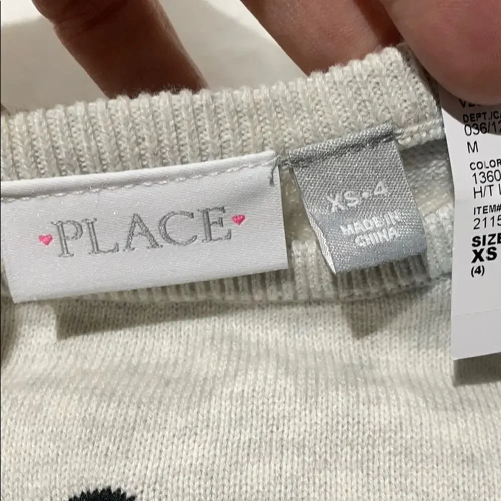 Children’s place oatmeal Fox sequin sweater NWT